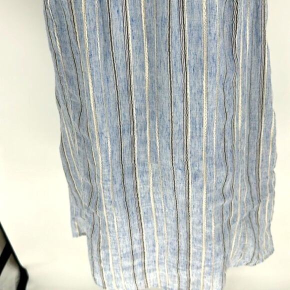 Madewell Women's XXS Yoked Mini Dress in Textured Stripe Sleeveles Blue Pockets - Picture 7 of 16